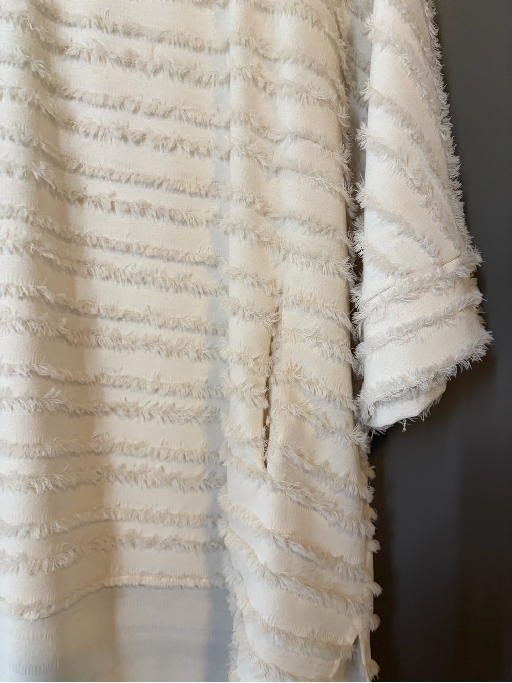 Cream Open Fringe Tunic Top